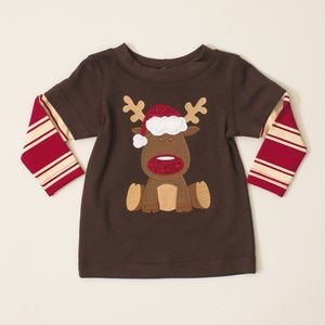 Reindeer Shirt with Stripped Sleeves